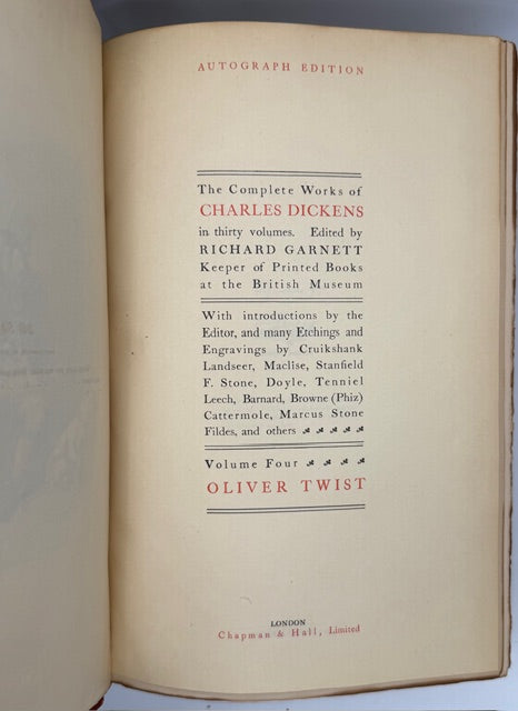 Dickens' Works "Autograph Edition" Illustrated, 30 Volumes, 1900.