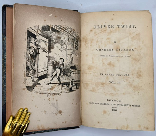 Dickens' “Oliver Twist” First Edition, Illustrated By Cruikshank, 3 Vol., 1838.