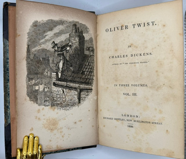 Dickens' “Oliver Twist” First Edition, Illustrated By Cruikshank, 3 Vol., 1838.
