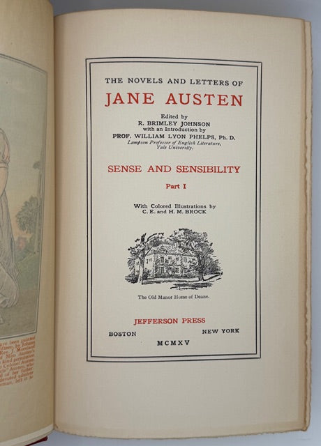 Austen’s Novels and Letters, Illustrated With Color Plates, 12 Volumes, 1905.