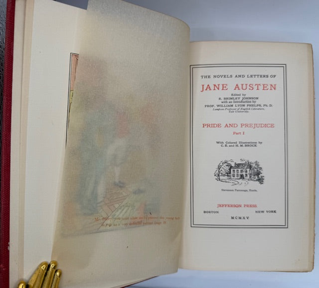 Austen’s Novels and Letters, Illustrated With Color Plates, 12 Volumes, 1905.
