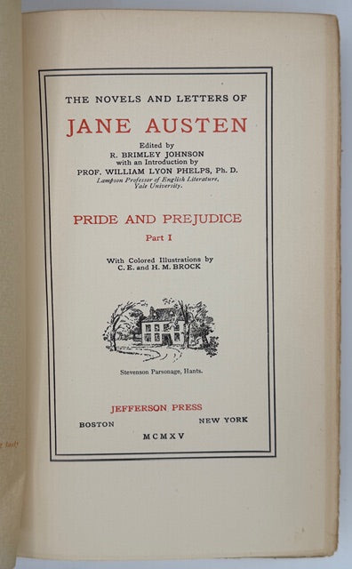 Austen’s Novels and Letters, Illustrated With Color Plates, 12 Volumes, 1905.