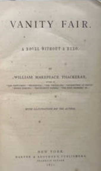 Thackeray’s “Vanity Fair” and Other Novels, Author-Illustrated, 1869.
