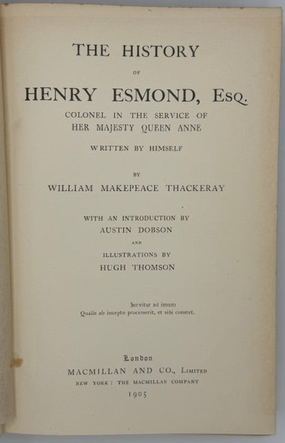 Thackeray’s “Henry Esmond” Illustrated By Thomson, 1905.