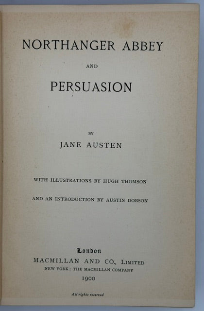 Austen's "Northanger Abbey" And "Persuasion" Thomson-Illustrated, 1900.