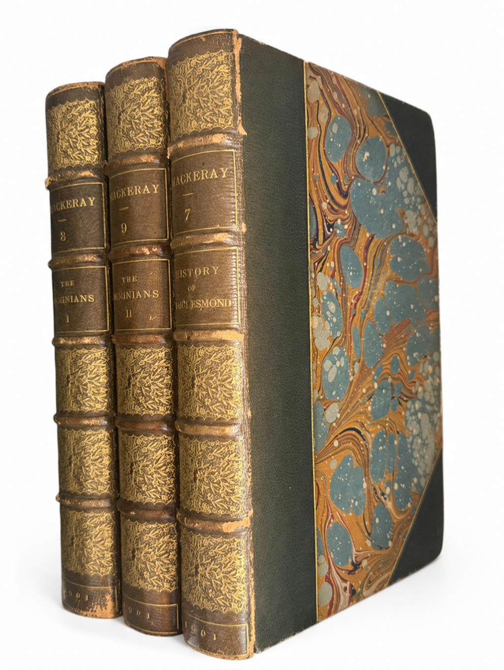The History of Henry Esmond, Esq.; [and] The Virginians [Colonial America Historical Fiction]. Three Volumes Complete, 1901 Fine Bindings.