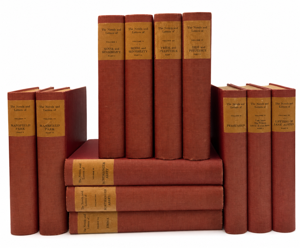 Austen’s Novels and Letters, Illustrated With Color Plates, 12 Volumes, 1905.