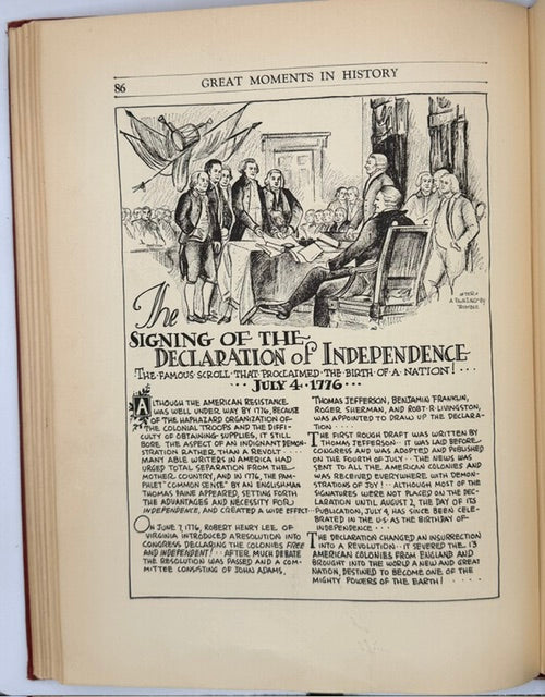 Great Moments in History. American Revolution, Founding Fathers, Americana. 1932 Illustrated