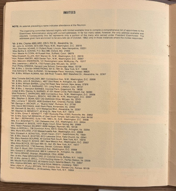 Eisenhower 92nd Birthday Anniversary. Eisenhower Administration 30th Anniversary Reunion. U.S. Presidential Ephemera with Facsimile Ronald Reagan White House Letter, 1982