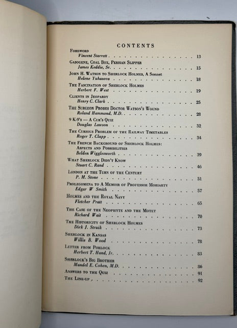 The Second Cab: Fifteen Sherlockian Essays. Limited Edition. Privately Printed for a Sherlockian Society. Foreword by Vincent Starrett.