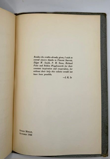 The Second Cab: Fifteen Sherlockian Essays. Limited Edition. Privately Printed for a Sherlockian Society. Foreword by Vincent Starrett.