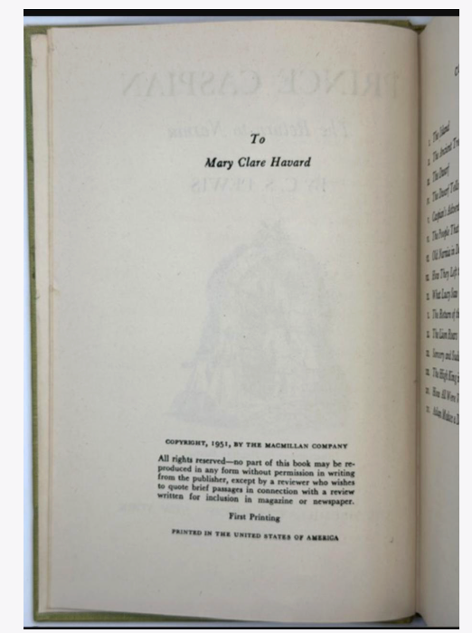 The Chronicles of Narnia. First American Editions, First Printings, in Original Dust Jackets